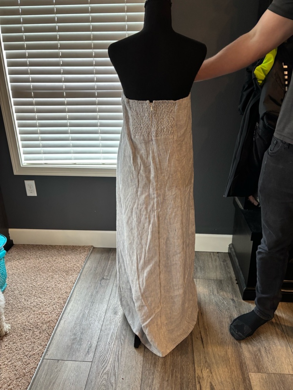 Quince Strapless Blue Linen-Blend Maxi Dress - Picture 2 of 3